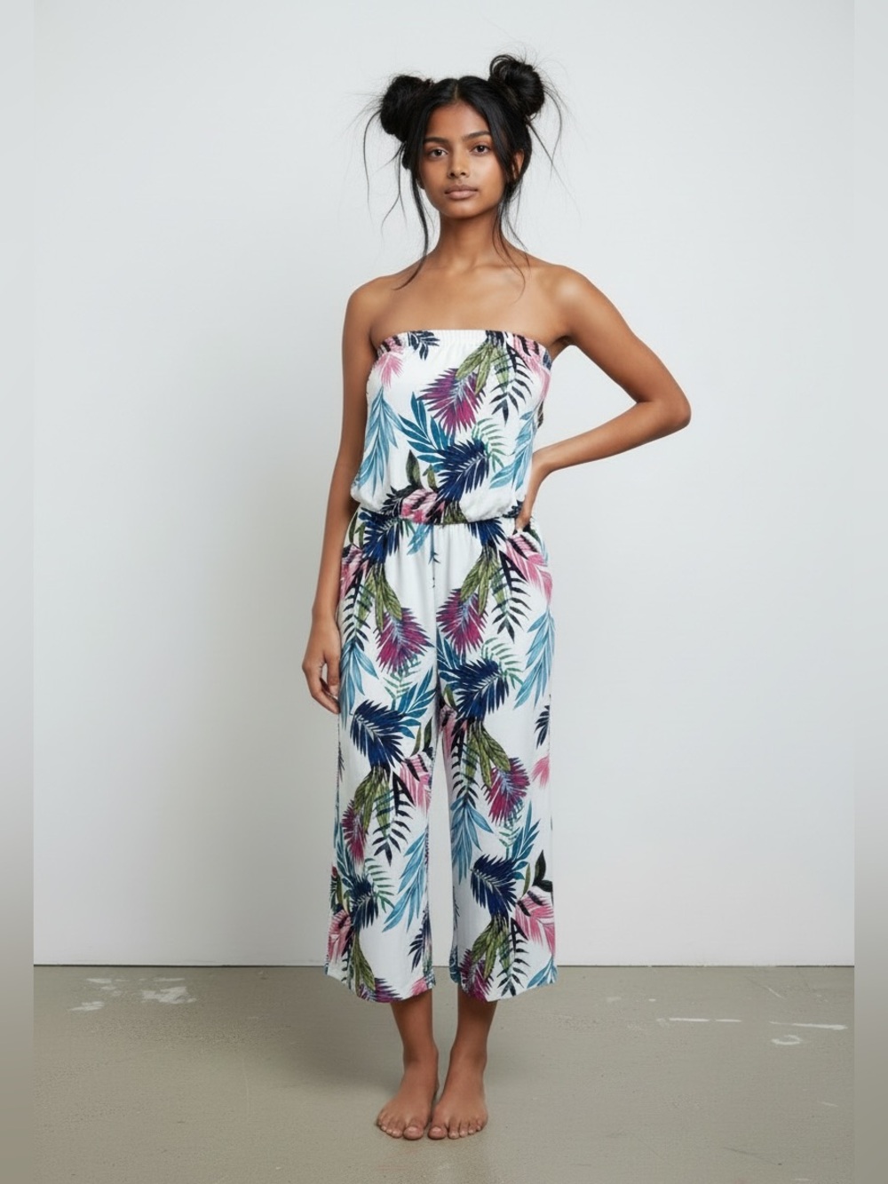 Purple Snow Cropped Tropical Jumpsuit SzXL